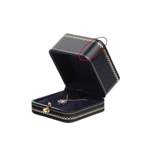 WXBCDS Ringbox Hochzeit Klassische Schmuck-Hochzeits-Doppelring-Box, luxuriöse Schmucketuis, Verpackung for Halsketten-Anhänger, Vitrine, Ring-Box, individuell(2 Blue Pendant) von WXBCDS