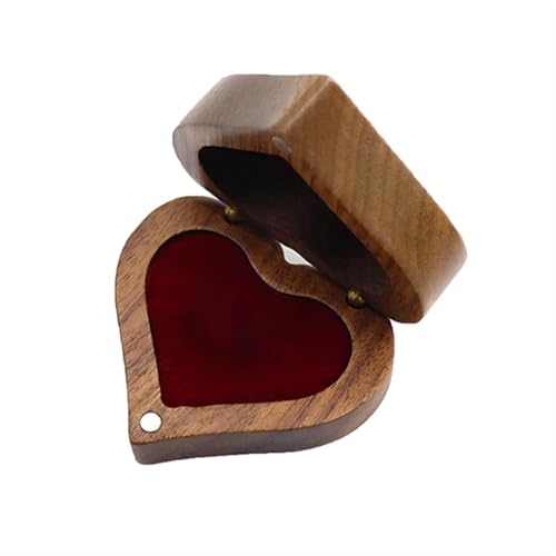 WXBCDS Ringbox Hochzeit Schmuckschatulle, Holz-Aufbewahrungsbox mit Schmuck for Sammeln, weicher Innenhalter, Einzel-/Doppelschlitz-Schmuck-Organizer im Vintage-Stil(11JJ108899-WR) von WXBCDS