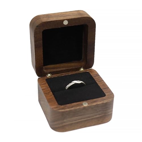 WXBCDS Ringbox Hochzeit Schmuckschatulle, Holz-Aufbewahrungsbox mit Schmuck for Sammeln, weicher Innenhalter, Einzel-/Doppelschlitz-Schmuck-Organizer im Vintage-Stil(11JJ108900-1) von WXBCDS