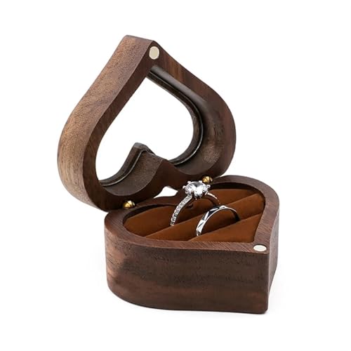 WXBCDS Ringbox Hochzeit Schmuckschatulle, Holz-Aufbewahrungsbox mit Schmuck for Sammeln, weicher Innenhalter, Einzel-/Doppelschlitz-Schmuck-Organizer im Vintage-Stil(2SS312789-DB) von WXBCDS