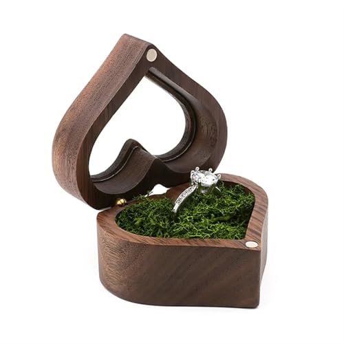 WXBCDS Ringbox Hochzeit Schmuckschatulle, Holz-Aufbewahrungsbox mit Schmuck for Sammeln, weicher Innenhalter, Einzel-/Doppelschlitz-Schmuck-Organizer im Vintage-Stil(2SS312789-GN) von WXBCDS