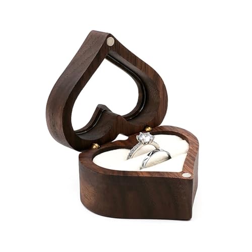 WXBCDS Ringbox Hochzeit Schmuckschatulle, Holz-Aufbewahrungsbox mit Schmuck for Sammeln, weicher Innenhalter, Einzel-/Doppelschlitz-Schmuck-Organizer im Vintage-Stil(2SS312789-W) von WXBCDS