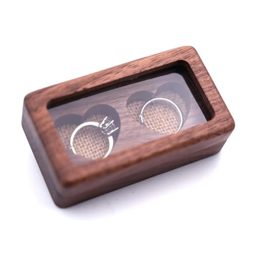WXBCDS Ringbox Hochzeit Schmuckschatulle, Holz-Aufbewahrungsbox mit Schmuck for Sammeln, weicher Innenhalter, Einzel-/Doppelschlitz-Schmuck-Organizer im Vintage-Stil(7HH1108989-A) von WXBCDS