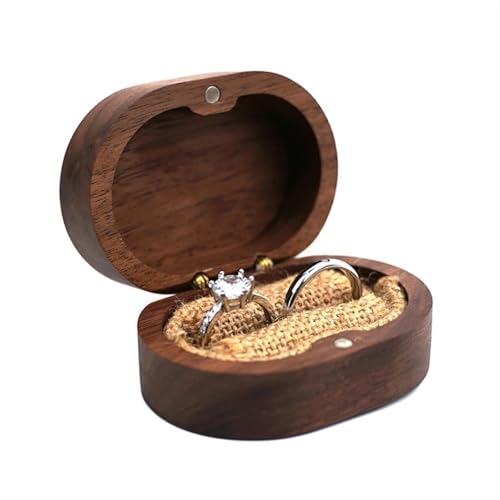 WXBCDS Ringbox Hochzeit Schmuckschatulle, Holz-Aufbewahrungsbox mit Schmuck for Sammeln, weicher Innenhalter, Einzel-/Doppelschlitz-Schmuck-Organizer im Vintage-Stil(7HH1108989-C) von WXBCDS