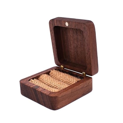 WXBCDS Ringbox Hochzeit Schmuckschatulle, Holz-Aufbewahrungsbox mit Schmuck for Sammeln, weicher Innenhalter, Einzel-/Doppelschlitz-Schmuck-Organizer im Vintage-Stil(7HH1108989-D) von WXBCDS