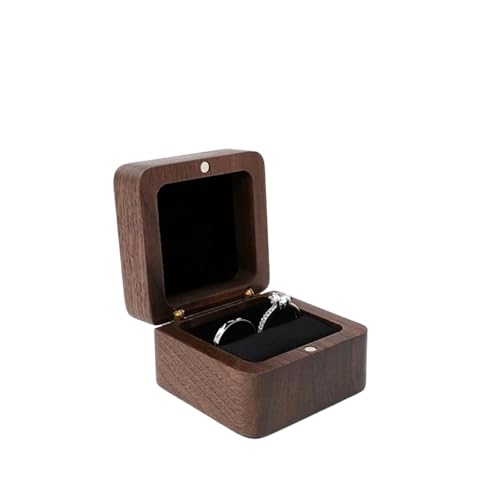 WXBCDS Ringbox Hochzeit Schmuckschatulle, Holz-Aufbewahrungsbox mit Schmuck for Sammeln, weicher Innenhalter, Einzel-/Doppelschlitz-Schmuck-Organizer im Vintage-Stil(8YY804336-1) von WXBCDS