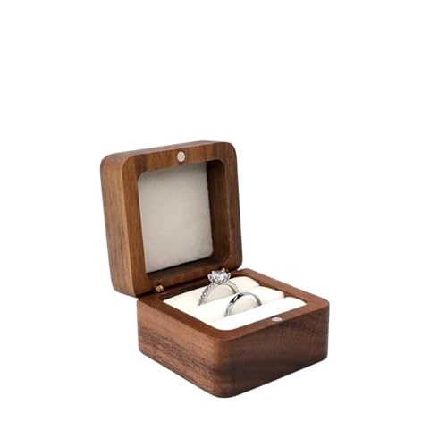 WXBCDS Ringbox Hochzeit Schmuckschatulle, Holz-Aufbewahrungsbox mit Schmuck for Sammeln, weicher Innenhalter, Einzel-/Doppelschlitz-Schmuck-Organizer im Vintage-Stil(8YY804336-5) von WXBCDS