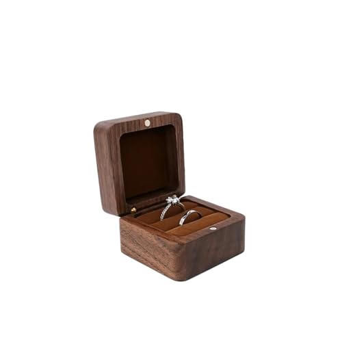 WXBCDS Ringbox Hochzeit Schmuckschatulle, Holz-Aufbewahrungsbox mit Schmuck for Sammeln, weicher Innenhalter, Einzel-/Doppelschlitz-Schmuck-Organizer im Vintage-Stil(8YY804336-6) von WXBCDS