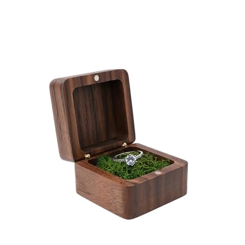 WXBCDS Ringbox Hochzeit Schmuckschatulle, Holz-Aufbewahrungsbox mit Schmuck for Sammeln, weicher Innenhalter, Einzel-/Doppelschlitz-Schmuck-Organizer im Vintage-Stil(8YY804336-7) von WXBCDS
