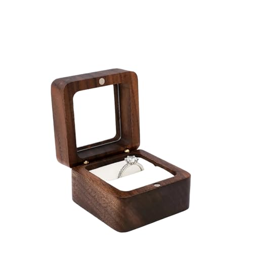 WXBCDS Ringbox Hochzeit Schmuckschatulle, Holz-Aufbewahrungsbox mit Schmuck for Sammeln, weicher Innenhalter, Einzel-/Doppelschlitz-Schmuck-Organizer im Vintage-Stil(8YY804337-2) von WXBCDS