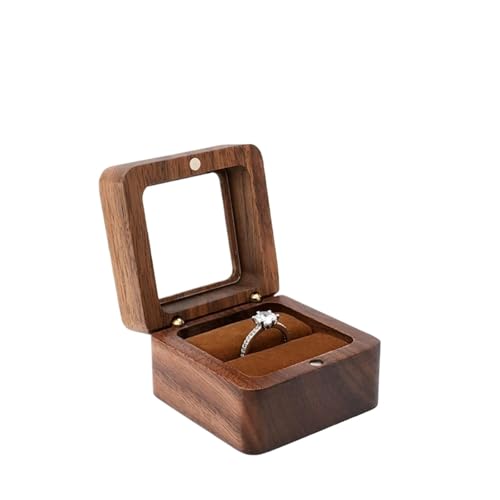 WXBCDS Ringbox Hochzeit Schmuckschatulle, Holz-Aufbewahrungsbox mit Schmuck for Sammeln, weicher Innenhalter, Einzel-/Doppelschlitz-Schmuck-Organizer im Vintage-Stil(8YY804337-3) von WXBCDS