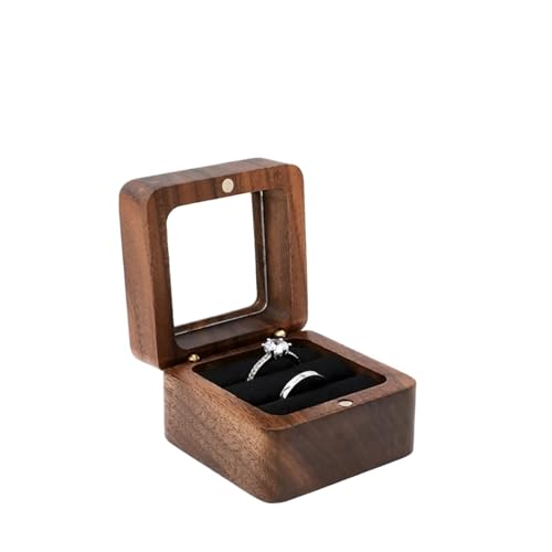 WXBCDS Ringbox Hochzeit Schmuckschatulle, Holz-Aufbewahrungsbox mit Schmuck for Sammeln, weicher Innenhalter, Einzel-/Doppelschlitz-Schmuck-Organizer im Vintage-Stil(8YY804337-4) von WXBCDS