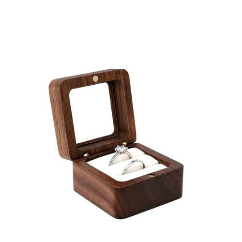 WXBCDS Ringbox Hochzeit Schmuckschatulle, Holz-Aufbewahrungsbox mit Schmuck for Sammeln, weicher Innenhalter, Einzel-/Doppelschlitz-Schmuck-Organizer im Vintage-Stil(8YY804337-5) von WXBCDS