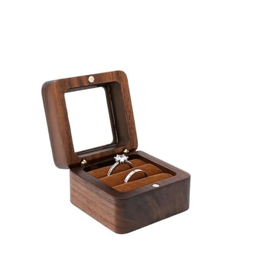 WXBCDS Ringbox Hochzeit Schmuckschatulle, Holz-Aufbewahrungsbox mit Schmuck for Sammeln, weicher Innenhalter, Einzel-/Doppelschlitz-Schmuck-Organizer im Vintage-Stil(8YY804337-6) von WXBCDS