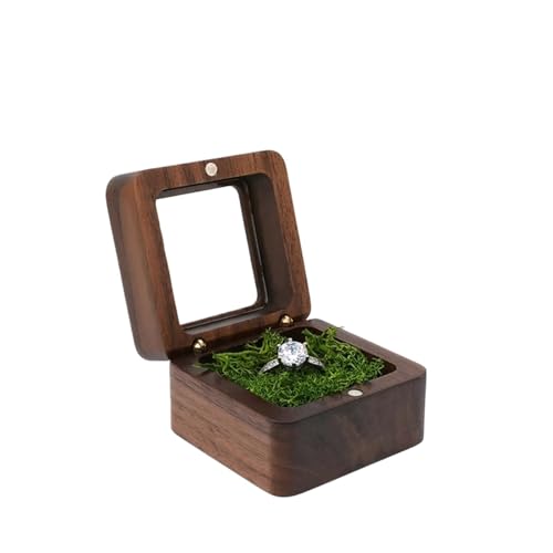 WXBCDS Ringbox Hochzeit Schmuckschatulle, Holz-Aufbewahrungsbox mit Schmuck for Sammeln, weicher Innenhalter, Einzel-/Doppelschlitz-Schmuck-Organizer im Vintage-Stil(8YY804337-7) von WXBCDS
