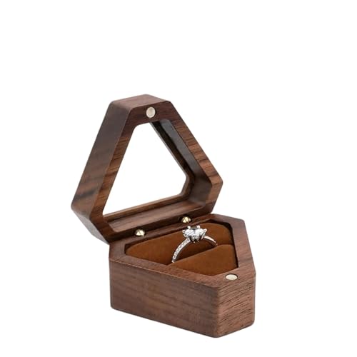 WXBCDS Ringbox Hochzeit Schmuckschatulle, Holz-Aufbewahrungsbox mit Schmuck for Sammeln, weicher Innenhalter, Einzel-/Doppelschlitz-Schmuck-Organizer im Vintage-Stil(8YY804340-4) von WXBCDS