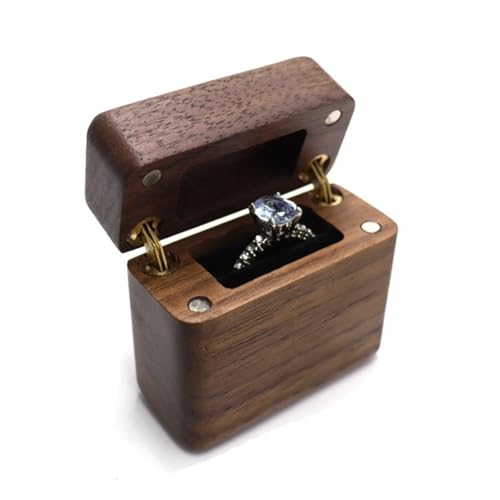 WXBCDS Ringbox Hochzeit Schmuckschatulle, Holz-Aufbewahrungsbox mit Schmuck for Sammeln, weicher Innenhalter, Einzel-/Doppelschlitz-Schmuck-Organizer im Vintage-Stil(8YY804640) von WXBCDS