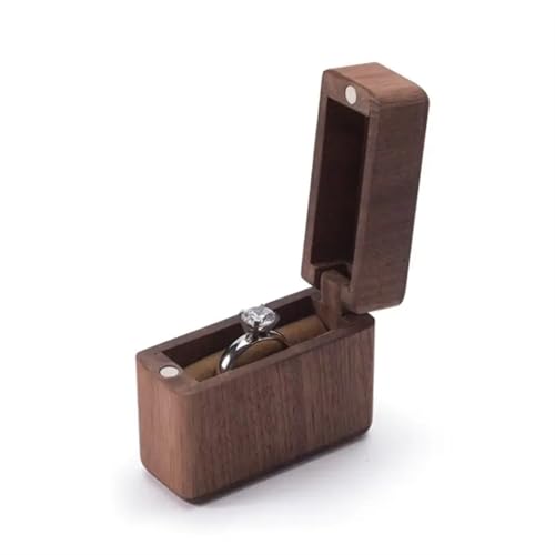 WXBCDS Ringbox Hochzeit Schmuckschatulle, Holz-Aufbewahrungsbox mit Schmuck for Sammeln, weicher Innenhalter, Einzel-/Doppelschlitz-Schmuck-Organizer im Vintage-Stil(Color-A) von WXBCDS