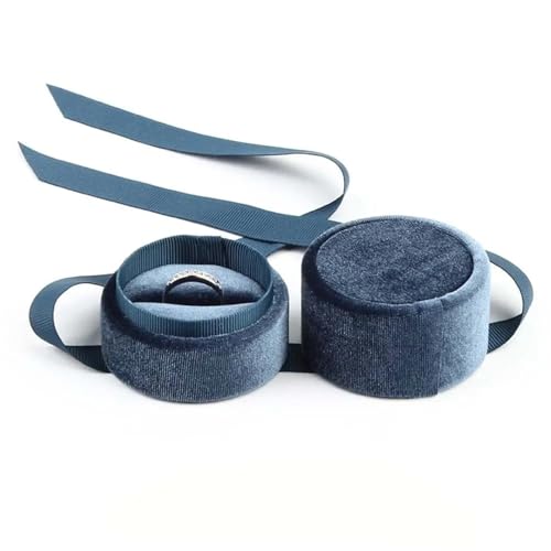 WXBCDS Ringbox Hochzeit Sechseckige Samt-Schmuckschatulle, Doppelring-Aufbewahrungsbox, Damen-Geschenk, Ohrringe, Paketetui, Ehering-Display-Verpackungsbox(Blue-01) von WXBCDS