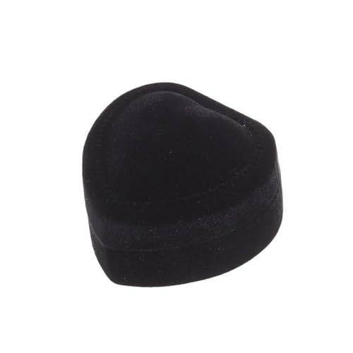 WXBCDS Ringbox Hochzeit Sechseckige Samt-Schmuckschatulle, Doppelring-Aufbewahrungsbox, Damen-Geschenk, Ohrringe, Paketetui, Ehering-Display-Verpackungsbox(Heart Shape-Black) von WXBCDS