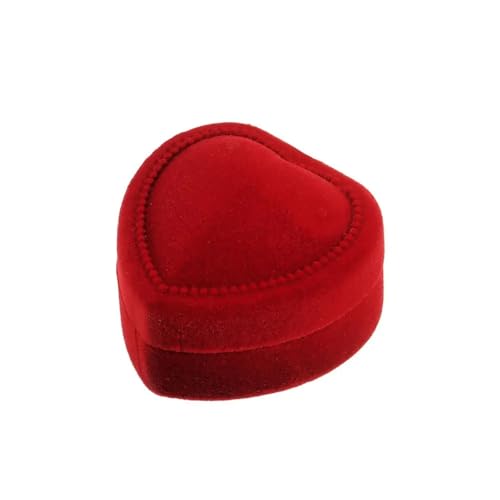 WXBCDS Ringbox Hochzeit Sechseckige Samt-Schmuckschatulle, Doppelring-Aufbewahrungsbox, Damen-Geschenk, Ohrringe, Paketetui, Ehering-Display-Verpackungsbox(Heart Shape-red) von WXBCDS