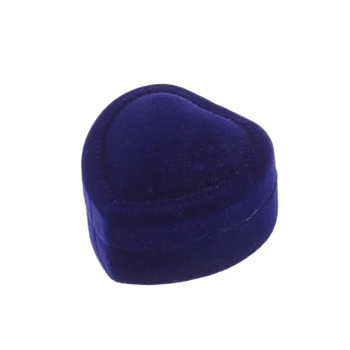 WXBCDS Ringbox Hochzeit Sechseckige Samt-Schmuckschatulle, Doppelring-Aufbewahrungsbox, Damen-Geschenk, Ohrringe, Paketetui, Ehering-Display-Verpackungsbox(Heart royal Blue) von WXBCDS
