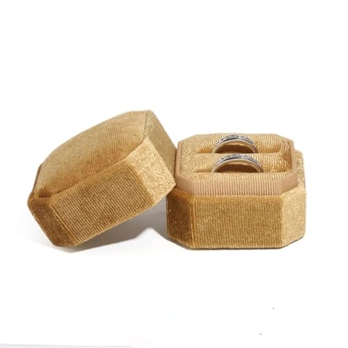 WXBCDS Ringbox Hochzeit Sechseckige Samt-Schmuckschatulle, Doppelring-Aufbewahrungsbox, Damen-Geschenk, Ohrringe, Paketetui, Ehering-Display-Verpackungsbox(Yellow) von WXBCDS