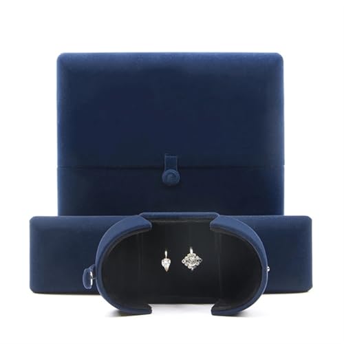 WXBCDS Ringbox Hochzeit Spezielles Design, Samt-Box for Doppelring-Anhänger, Hochwertige Schmuck-Präsentations-Geschenkbox(Blue,Pendant Box) von WXBCDS