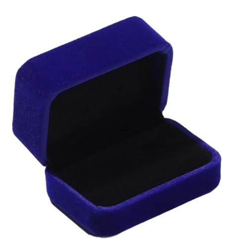 WXBCDS Ringbox Hochzeit Verlobung, Langlebig, for Hochzeit, Quadratisch, Samt, Schmuckschatulle, Aufbewahrungsbox, Präsentationsbox, Paar, Doppel-Ring-Box(Blue) von WXBCDS
