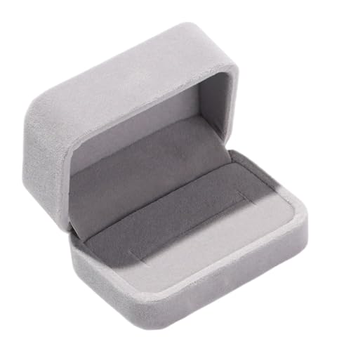 WXBCDS Ringbox Hochzeit Verlobung, Langlebig, for Hochzeit, Quadratisch, Samt, Schmuckschatulle, Aufbewahrungsbox, Präsentationsbox, Paar, Doppel-Ring-Box(Grey) von WXBCDS
