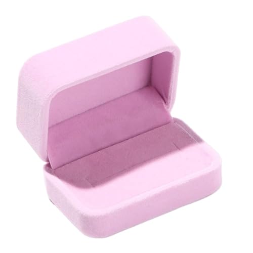 WXBCDS Ringbox Hochzeit Verlobung, Langlebig, for Hochzeit, Quadratisch, Samt, Schmuckschatulle, Aufbewahrungsbox, Präsentationsbox, Paar, Doppel-Ring-Box(Pink) von WXBCDS