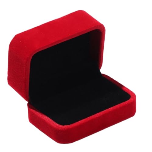 WXBCDS Ringbox Hochzeit Verlobung, Langlebig, for Hochzeit, Quadratisch, Samt, Schmuckschatulle, Aufbewahrungsbox, Präsentationsbox, Paar, Doppel-Ring-Box(Wine red) von WXBCDS