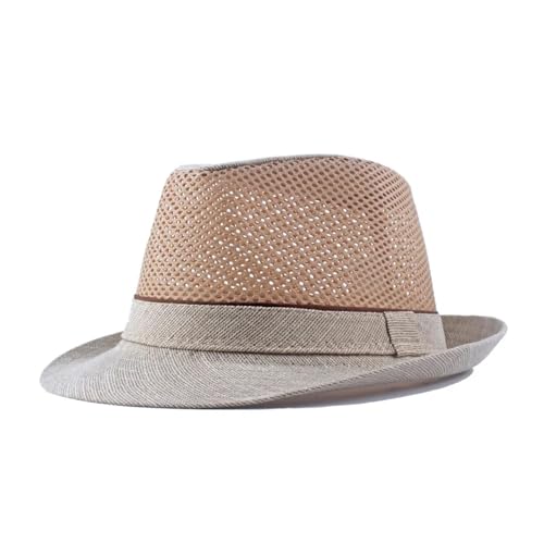 WXBCDS Sommer Sonnenhut Sommer-Sonnenhut aus Netzstoff for Herren mit Sonnenschutz und atmungsaktiver Krempe aus Polyester for Strandreisen(Beige,56-58cm) von WXBCDS