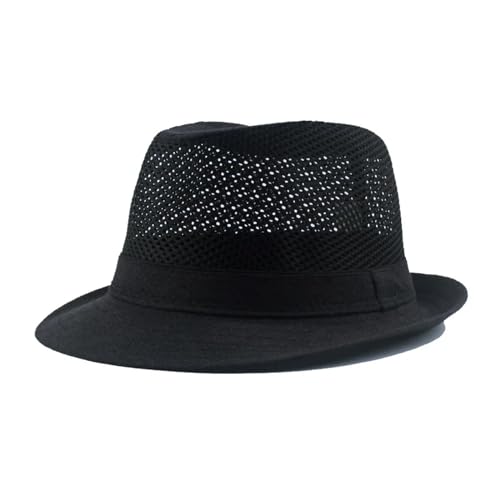 WXBCDS Sommer Sonnenhut Sommer-Sonnenhut aus Netzstoff for Herren mit Sonnenschutz und atmungsaktiver Krempe aus Polyester for Strandreisen(Black,58-60cm) von WXBCDS