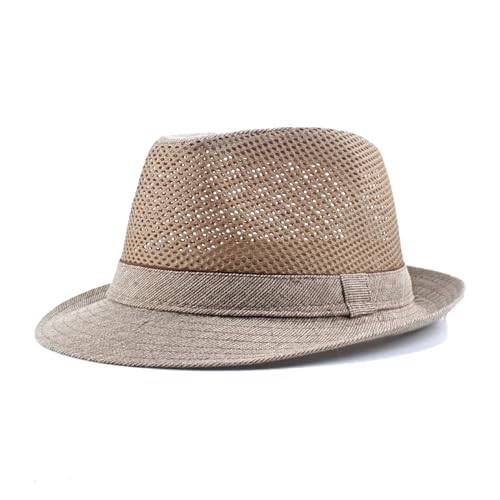WXBCDS Sommer Sonnenhut Sommer-Sonnenhut aus Netzstoff for Herren mit Sonnenschutz und atmungsaktiver Krempe aus Polyester for Strandreisen(Khaki,58-60cm) von WXBCDS