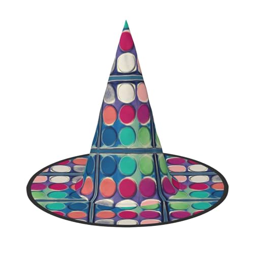 Runde Farbpalette, 2 Stück, Halloween-Hexenhut, Kostüm, Partyhut, geeignet für Bühnenspiel-Zubehör Runde Farbpalette, 2 Stück, Halloween-Hexenhut, Kostüm, Partyhut, geeignet für Bühnenspiel-Zubehör von WXCJWD