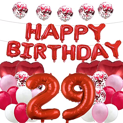 WXLWXZ Riesiger Ballon zum 29. Geburtstag, Dekoration zum 29. Geburtstag, 29. Geburtstag, Partyzubehör für Damen, Herren, 101,6 cm, Rot von WXLWXZ