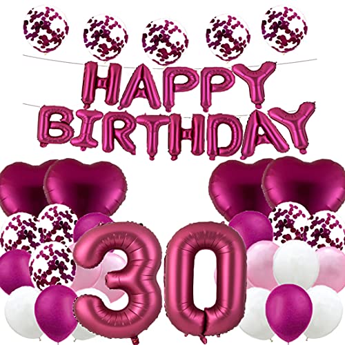 WXLWXZ Riesiger Ballon zum 30. Geburtstag, Dekoration zum 30. Geburtstag, Dekoration für 30. Geburtstag, Partyzubehör für Damen, Herren, Burgunderrot von WXLWXZ