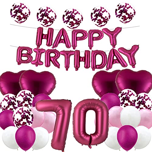 Süßer 70. Geburtstag Ballon 70. Geburtstag Dekorationen Happy 70th Birthday Party Supplies Burgunderrote Zahl 70 Folienballons Latex Ballon Geschenke für Mädchen, Jungen, Frauen, Männer von WXLWXZ