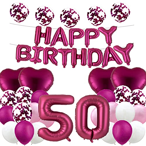 Süßer Ballon zum 50. Geburtstag, Dekoration zum 50. Geburtstag, Partyzubehör, Burgunderrot, Zahl 50, Folienballon, Latexballon, Geschenke für Mädchen, Jungen, Frauen, Männer Süßer Ballon zum 50. Geburtstag, Dekoration zum 50. Geburtstag, Partyzubehör, Burgunderrot, Zahl 50, Folienballon, Latexballon, Geschenke für Mädchen, Jungen, Frauen, Männer von WXLWXZ