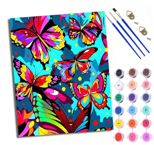 Malen Nach Zahlen DIY auf Leinwand Kit für Anfänger Bunter Schmetterling Mit Acryl Farben und Premium Pinsel Mit Rahmen Home Deko oder Geburtstag Weihnachten Geschenk Malen Nach Zahlen DIY auf Leinwand Kit für Anfänger Bunter Schmetterling Mit Acryl Farben und Premium Pinsel Mit Rahmen Home Deko oder Geburtstag Weihnachten Geschenk von WXRWANG