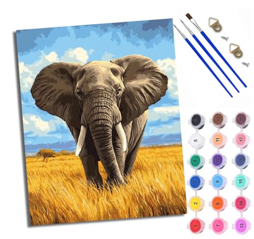 Malen Nach Zahlen DIY auf Leinwand Kit für Anfänger Elefant im Weizenfeld Mit Acryl Farben und Premium Pinsel 40x50CM Home Deko oder Geburtstag Weihnachten Geschenk Malen Nach Zahlen DIY auf Leinwand Kit für Anfänger Elefant im Weizenfeld Mit Acryl Farben und Premium Pinsel 40x50CM Home Deko oder Geburtstag Weihnachten Geschenk von WXRWANG
