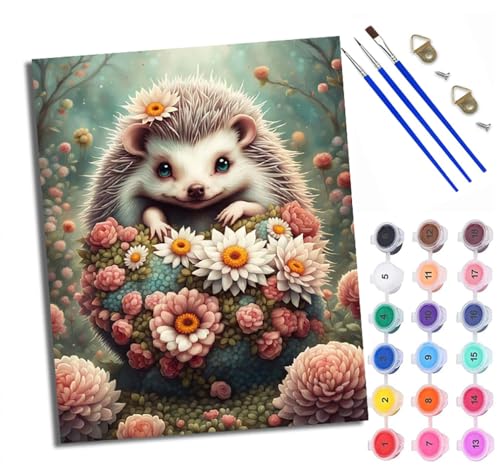 Malen Nach Zahlen DIY auf Leinwand Kit für Anfänger Igel in Blumen Mit Acryl Farben und Premium Pinsel 40x50CM Home Deko oder Geburtstag Weihnachten Geschenk Malen Nach Zahlen DIY auf Leinwand Kit für Anfänger Igel in Blumen Mit Acryl Farben und Premium Pinsel 40x50CM Home Deko oder Geburtstag Weihnachten Geschenk von WXRWANG
