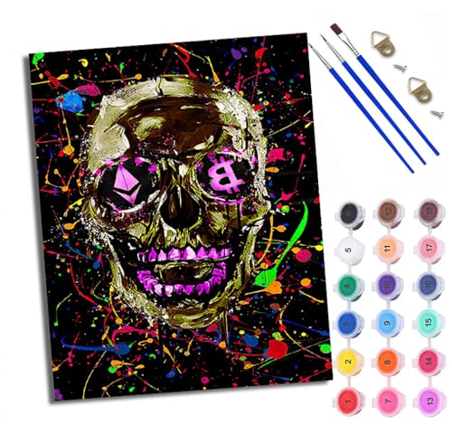 Malen Nach Zahlen DIY auf Leinwand Kit für Anfänger Kryptowährungs-Kunstgemälde Mit Acryl Farben und Premium Pinsel 40x50CM Home Deko oder Geburtstag Weihnachten Geschenk von WXRWANG