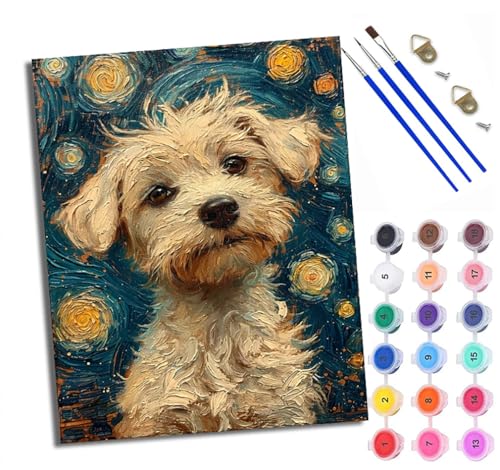 Malen Nach Zahlen DIY auf Leinwand Kit für Anfänger Reflejo de cachorro y agua Mit Acryl Farben und Premium Pinsel 40x50CM Home Deko oder Geburtstag Weihnachten Geschenk Malen Nach Zahlen DIY auf Leinwand Kit für Anfänger Reflejo de cachorro y agua Mit Acryl Farben und Premium Pinsel 40x50CM Home Deko oder Geburtstag Weihnachten Geschenk von WXRWANG