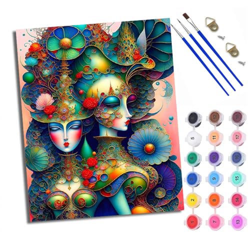 Malen Nach Zahlen DIY auf Leinwand Kit für Anfänger Wunderschöne Zwillingsstatuen Mit Acryl Farben und Premium Pinsel 40x50CM Home Deko oder Geburtstag Weihnachten Geschenk von WXRWANG