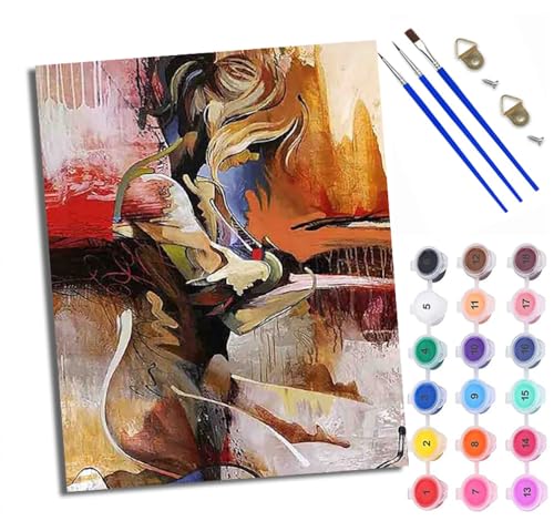 Malen Nach Zahlen Erwachsene Paint by Numbers Malen Nach Zahlen mit Pinseln und Acrylfarben Abstraktes Mädchen Handgemalte Ölgemälde Leinwand für Home Décor Ohne Rahmen von WXRWANG