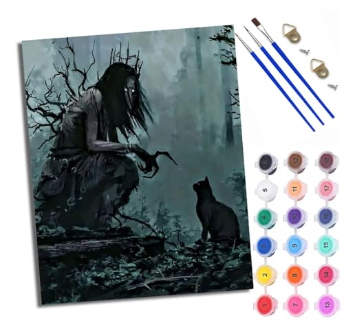 Malen Nach Zahlen Erwachsene Paint by Numbers Malen Nach Zahlen mit Pinseln und Acrylfarben Der seltsame Mann im Wald und die schwarze Katze Handgemalte Ölgemälde Leinwand für Home Décor Ohne Rahmen Malen Nach Zahlen Erwachsene Paint by Numbers Malen Nach Zahlen mit Pinseln und Acrylfarben Der seltsame Mann im Wald und die schwarze Katze Handgemalte Ölgemälde Leinwand für Home Décor Ohne Rahmen von WXRWANG