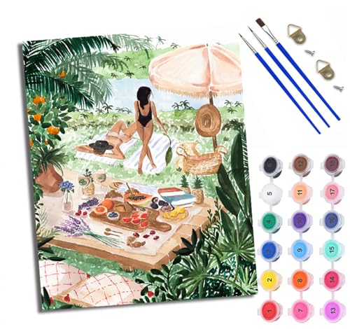 Malen Nach Zahlen Erwachsene Paint by Numbers Malen Nach Zahlen mit Pinseln und Acrylfarben Schöne Frauen bei einem Picknick im Wald Handgemalte Ölgemälde Leinwand für Home Décor Ohne Rahmen Malen Nach Zahlen Erwachsene Paint by Numbers Malen Nach Zahlen mit Pinseln und Acrylfarben Schöne Frauen bei einem Picknick im Wald Handgemalte Ölgemälde Leinwand für Home Décor Ohne Rahmen von WXRWANG