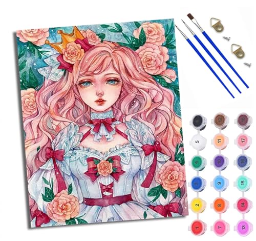 Malen Nach Zahlen Erwachsene Paint by Numbers Malen Nach Zahlen mit Pinseln und Acrylfarben Süße und niedliche Schönheit Handgemalte Ölgemälde Leinwand für Home Décor Mit Rahmen von WXRWANG